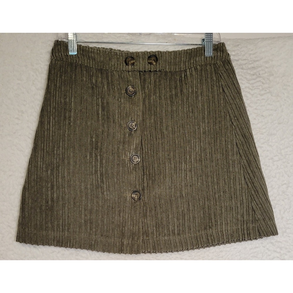 Entro Corduroy Women's Mink Skirt Size M Green Button 1855